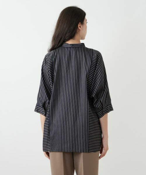 Leilian PLUS HOUSE / レリアンプラスハウス シャツ・ブラウス | ストライプバンドカラーブラウス【ROCHAS Premiere】 | 詳細6