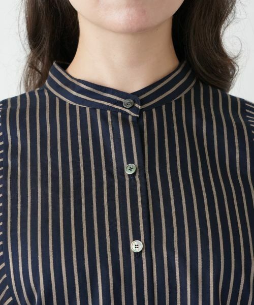 Leilian PLUS HOUSE / レリアンプラスハウス シャツ・ブラウス | ストライプバンドカラーブラウス【ROCHAS Premiere】 | 詳細7