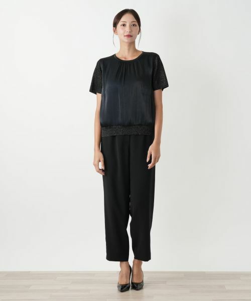 Leilian PLUS HOUSE / レリアンプラスハウス ニット・セーター | 異素材切替ラメニット【BOURGE】 | 詳細1