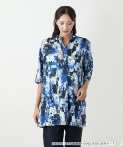 Leilian PLUS HOUSE / レリアンプラスハウス シャツ・ブラウス | ペイント柄チュニックブラウス【プラス企画】