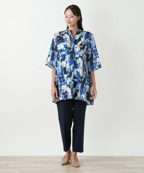 Leilian PLUS HOUSE / レリアンプラスハウス シャツ・ブラウス | ペイント柄チュニックブラウス【プラス企画】 | 詳細1