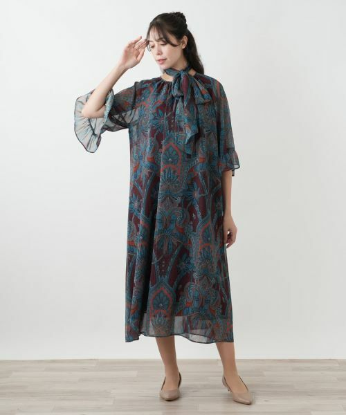 Leilian PLUS HOUSE / レリアンプラスハウス ドレス | 【店舗人気】ペイズリー柄フレアワンピース【BOURGE】 | 詳細1