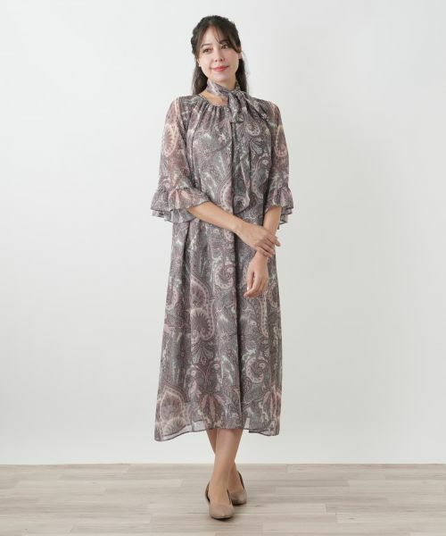 Leilian PLUS HOUSE / レリアンプラスハウス ドレス | 【店舗人気】ペイズリー柄フレアワンピース【BOURGE】 | 詳細4