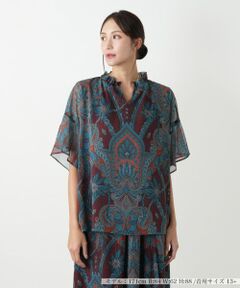 Leilian PLUS HOUSE / レリアンプラスハウス シャツ・ブラウス | ペイズリー柄スキッパーブラウス【BOURGE】