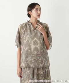 Leilian PLUS HOUSE / レリアンプラスハウス シャツ・ブラウス | ペイズリー柄スキッパーブラウス【BOURGE】