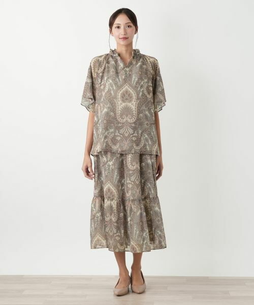 Leilian PLUS HOUSE / レリアンプラスハウス シャツ・ブラウス | ペイズリー柄スキッパーブラウス【BOURGE】 | 詳細1