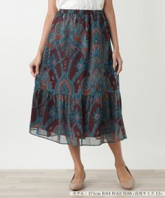 Leilian PLUS HOUSE / レリアンプラスハウス ミニ・ひざ丈スカート | ペイズリー柄ティアードスカート【BOURGE】