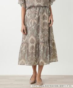 Leilian PLUS HOUSE / レリアンプラスハウス ミニ・ひざ丈スカート | ペイズリー柄ティアードスカート【BOURGE】