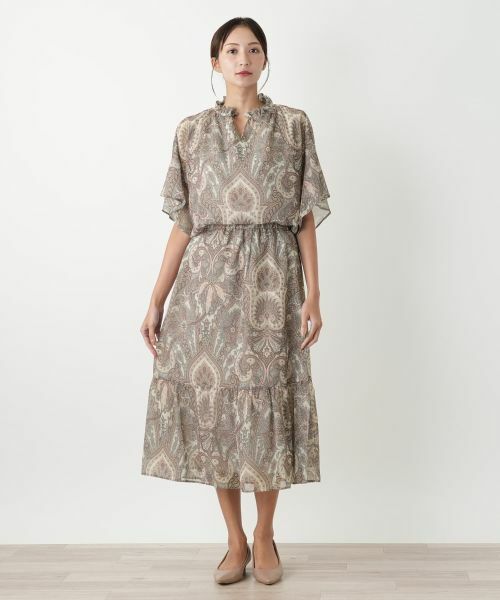 Leilian PLUS HOUSE / レリアンプラスハウス ミニ・ひざ丈スカート | ペイズリー柄ティアードスカート【BOURGE】 | 詳細1