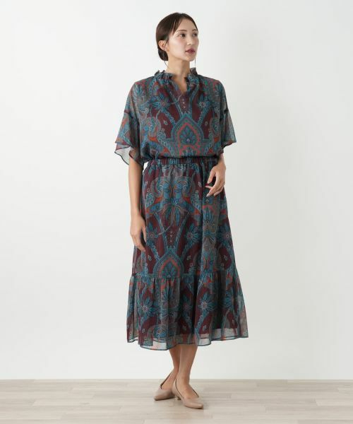 Leilian PLUS HOUSE / レリアンプラスハウス ミニ・ひざ丈スカート | ペイズリー柄ティアードスカート【BOURGE】 | 詳細4