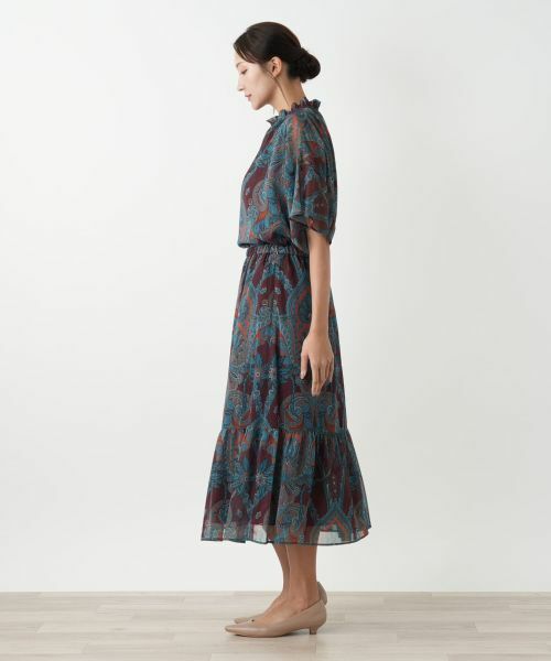 Leilian PLUS HOUSE / レリアンプラスハウス ミニ・ひざ丈スカート | ペイズリー柄ティアードスカート【BOURGE】 | 詳細5