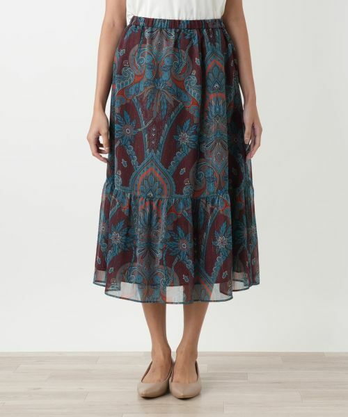 Leilian PLUS HOUSE / レリアンプラスハウス ミニ・ひざ丈スカート | ペイズリー柄ティアードスカート【BOURGE】 | 詳細7