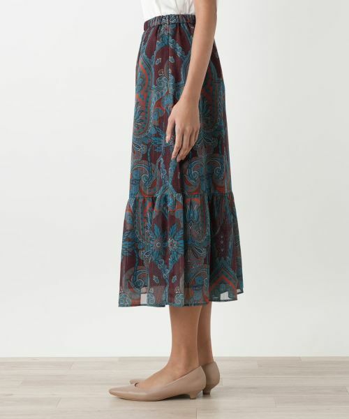 Leilian PLUS HOUSE / レリアンプラスハウス ミニ・ひざ丈スカート | ペイズリー柄ティアードスカート【BOURGE】 | 詳細8