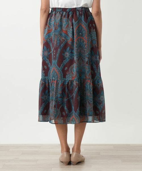 Leilian PLUS HOUSE / レリアンプラスハウス ミニ・ひざ丈スカート | ペイズリー柄ティアードスカート【BOURGE】 | 詳細9