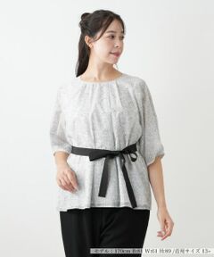 Leilian PLUS HOUSE / レリアンプラスハウス シャツ・ブラウス | ボタニカル柄リボンブラウス【BOURGE】