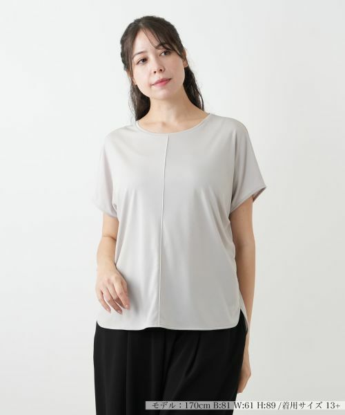 Leilian PLUS HOUSE/レリアンプラスハウス センターラインカットソー【BOURGE】 ライトベージュ 13+