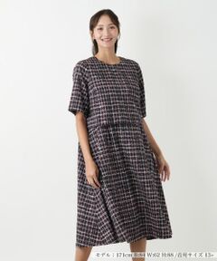 Leilian PLUS HOUSE / レリアンプラスハウス ドレス | ツイード風フレアワンピース