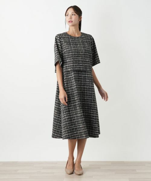 Leilian PLUS HOUSE / レリアンプラスハウス ドレス | ツイード風フレアワンピース | 詳細1