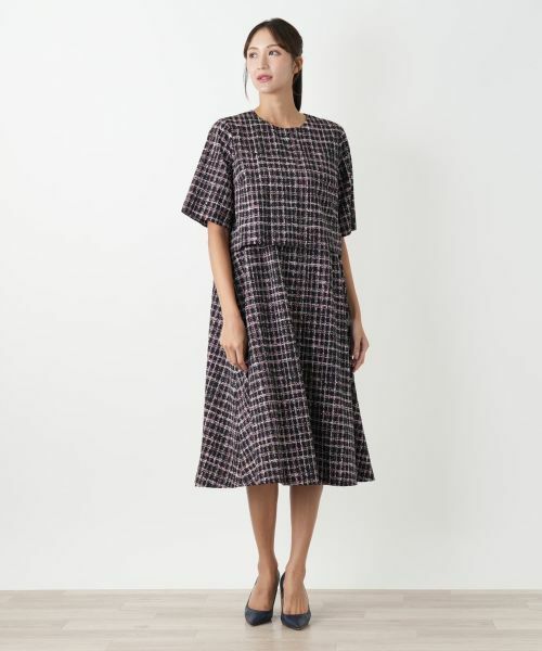 Leilian PLUS HOUSE / レリアンプラスハウス ドレス | ツイード風フレアワンピース | 詳細4