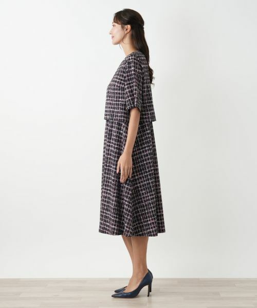 Leilian PLUS HOUSE / レリアンプラスハウス ドレス | ツイード風フレアワンピース | 詳細5