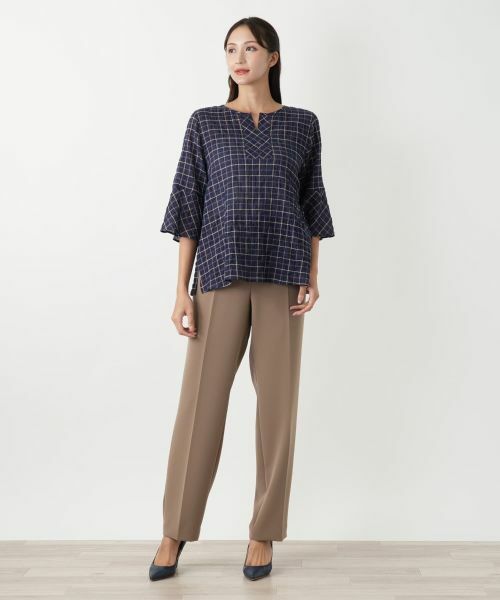 Leilian PLUS HOUSE / レリアンプラスハウス シャツ・ブラウス | チェック柄フレアスリーブブラウス【Leilian WHITE LABEL】 | 詳細1
