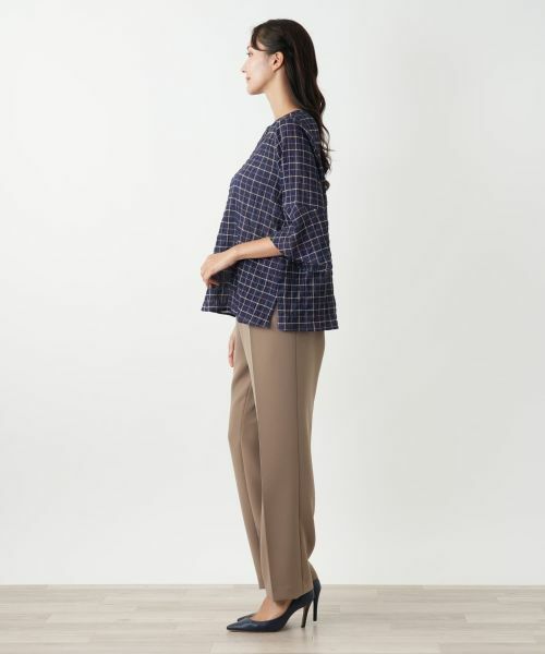 Leilian PLUS HOUSE / レリアンプラスハウス シャツ・ブラウス | チェック柄フレアスリーブブラウス【Leilian WHITE LABEL】 | 詳細2