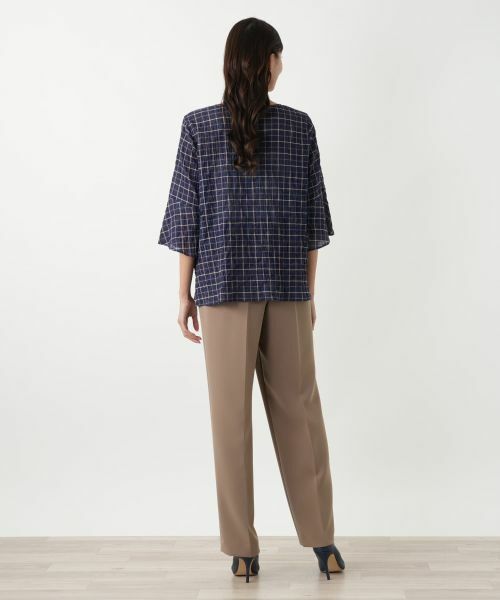 Leilian PLUS HOUSE / レリアンプラスハウス シャツ・ブラウス | チェック柄フレアスリーブブラウス【Leilian WHITE LABEL】 | 詳細3