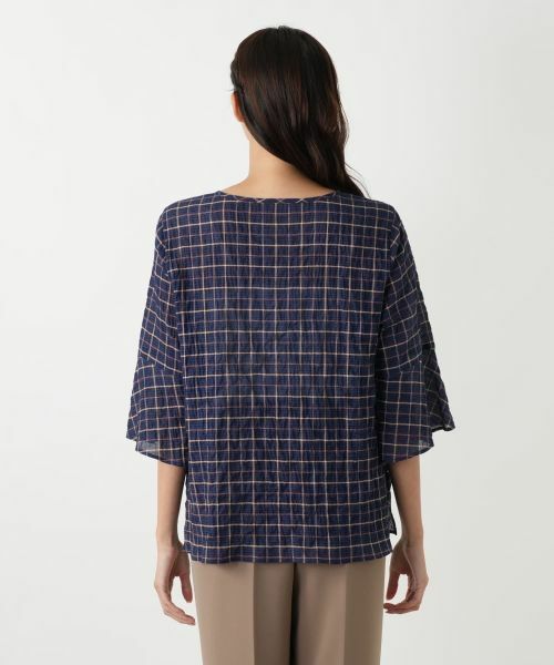 Leilian PLUS HOUSE / レリアンプラスハウス シャツ・ブラウス | チェック柄フレアスリーブブラウス【Leilian WHITE LABEL】 | 詳細6