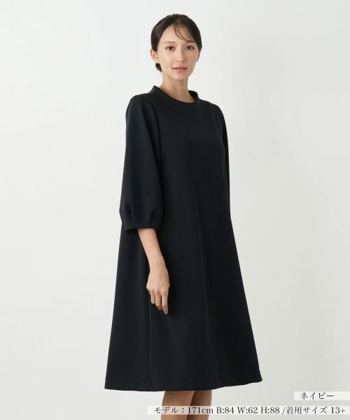 Leilian PLUS HOUSE/レリアンプラスハウス 【店舗人気】無地ワンピース【Leilian WHITE LABEL】 ネイビー 17+ Leilian PLUS HOUSE/レリアンプラスハウス 【店舗人気】無地ワンピース【Leilian WHITE LABEL】 ネイビー 17+