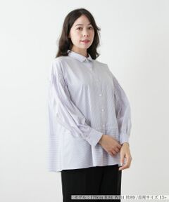 Leilian PLUS HOUSE / レリアンプラスハウス シャツ・ブラウス | ストライプ切替ブラウス【MUSE BY ROCHAS Premiere】