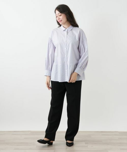 Leilian PLUS HOUSE / レリアンプラスハウス シャツ・ブラウス | ストライプ切替ブラウス【MUSE BY ROCHAS Premiere】 | 詳細1