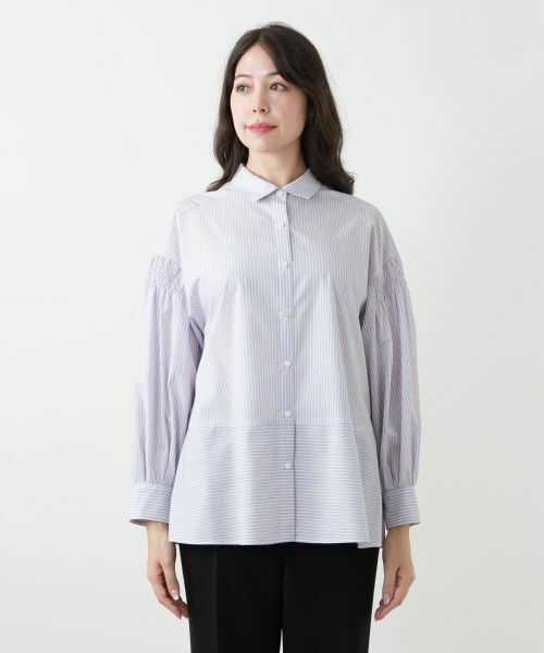 Leilian PLUS HOUSE / レリアンプラスハウス シャツ・ブラウス | ストライプ切替ブラウス【MUSE BY ROCHAS Premiere】 | 詳細4