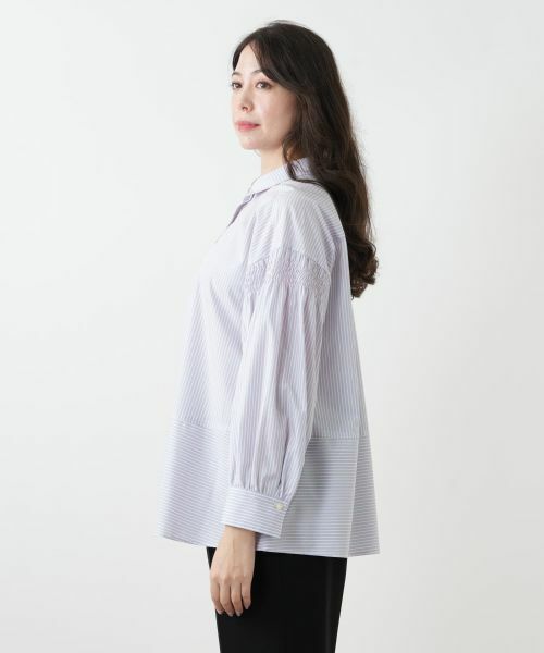 Leilian PLUS HOUSE / レリアンプラスハウス シャツ・ブラウス | ストライプ切替ブラウス【MUSE BY ROCHAS Premiere】 | 詳細5