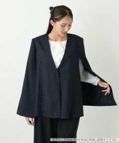 Leilian PLUS HOUSE / レリアンプラスハウス テーラードジャケット | ストライプケープジャケット【NEMIKA】