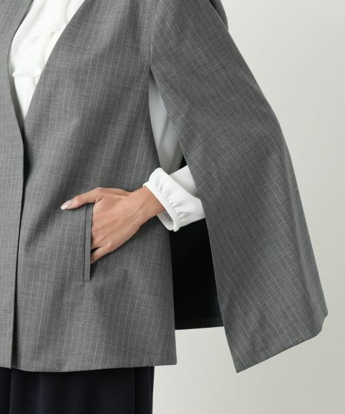 Leilian PLUS HOUSE / レリアンプラスハウス テーラードジャケット | ストライプケープジャケット【NEMIKA】 | 詳細11