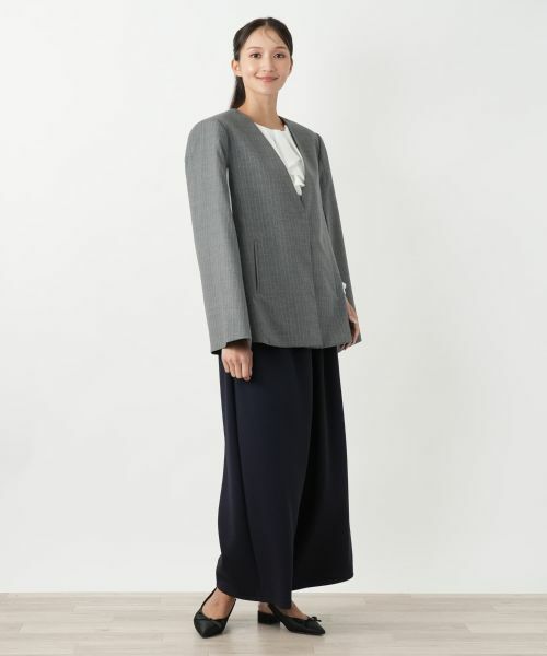 Leilian PLUS HOUSE / レリアンプラスハウス テーラードジャケット | ストライプケープジャケット【NEMIKA】 | 詳細4