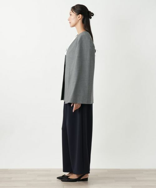 Leilian PLUS HOUSE / レリアンプラスハウス テーラードジャケット | ストライプケープジャケット【NEMIKA】 | 詳細5