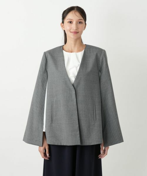 Leilian PLUS HOUSE / レリアンプラスハウス テーラードジャケット | ストライプケープジャケット【NEMIKA】 | 詳細7