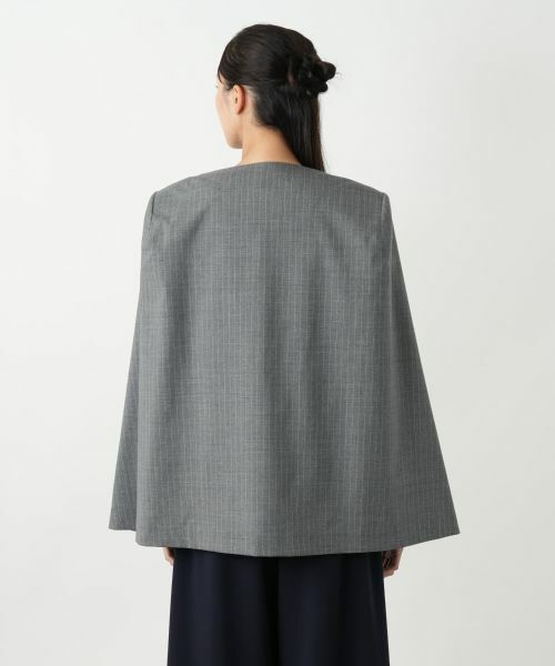 Leilian PLUS HOUSE / レリアンプラスハウス テーラードジャケット | ストライプケープジャケット【NEMIKA】 | 詳細9
