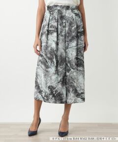 Leilian PLUS HOUSE / レリアンプラスハウス ミニ・ひざ丈スカート | プリントフレアスカート【BOURGE】