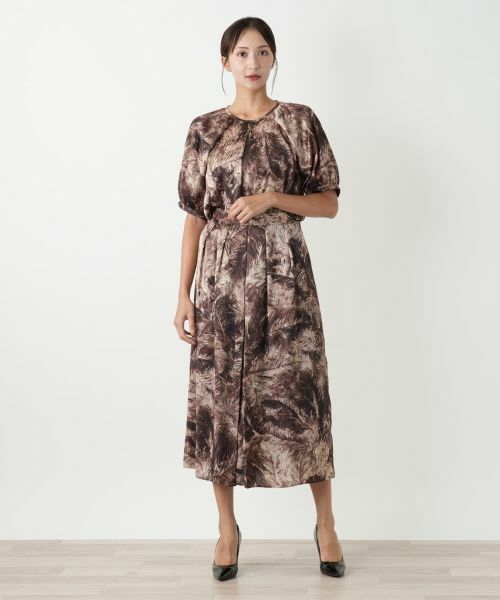 Leilian PLUS HOUSE / レリアンプラスハウス ミニ・ひざ丈スカート | プリントフレアスカート【BOURGE】 | 詳細1