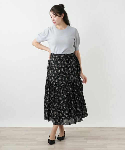 Leilian PLUS HOUSE / レリアンプラスハウス ミニ・ひざ丈スカート | フラワー柄ロングスカート【BOURGE】 | 詳細1