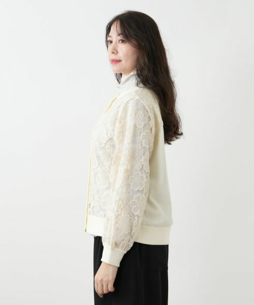 Leilian PLUS HOUSE / レリアンプラスハウス カーディガン・ボレロ | レース切替カーディガン【NEMIKA】 | 詳細5