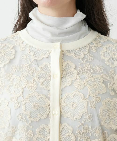 Leilian PLUS HOUSE / レリアンプラスハウス カーディガン・ボレロ | レース切替カーディガン【NEMIKA】 | 詳細7