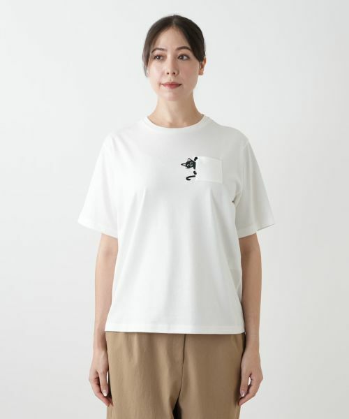 Leilian PLUS HOUSE / レリアンプラスハウス Tシャツ | 猫刺繍クルーネックカットソー【NEMIKA】 | 詳細4