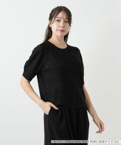 Leilian PLUS HOUSE / レリアンプラスハウス ニット・セーター | スパンコールクルーネックニット【BOURGE】