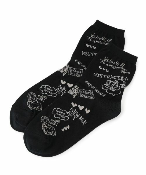 Leilian PLUS HOUSE/レリアンプラスハウス イラスト柄ショートソックス ブラック その他