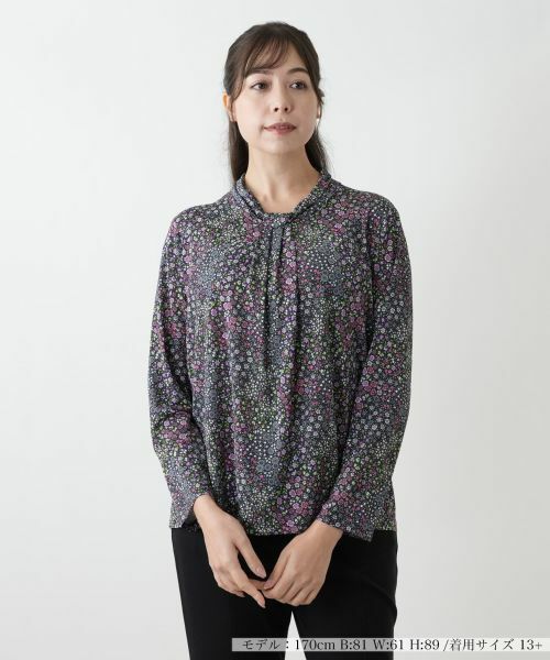 Leilian PLUS HOUSE/レリアンプラスハウス カットソー【BINDA】 ネイビー 17+ Leilian PLUS HOUSE/レリアンプラスハウス カットソー【BINDA】 ネイビー 17+