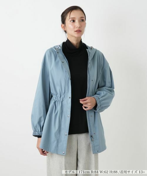 Leilian PLUS HOUSE/レリアンプラスハウス フーディーアウター スカイブルー 13+ Leilian PLUS HOUSE/レリアンプラスハウス フーディーアウター スカイブルー 13+