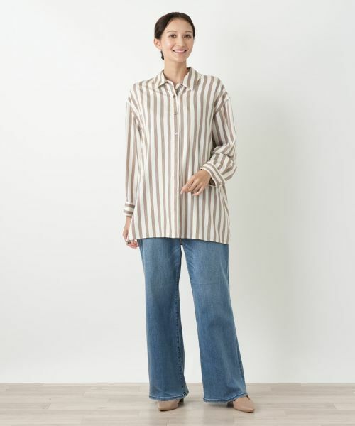 Leilian PLUS HOUSE / レリアンプラスハウス シャツ・ブラウス | ストライプ柄シャツブラウス【プラス企画】 | 詳細1